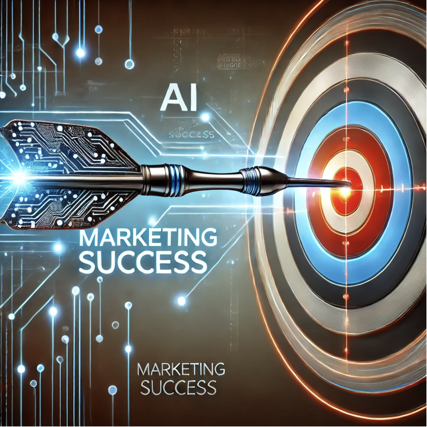 AI POwered arrow hitting target in the center shooting out marketing success